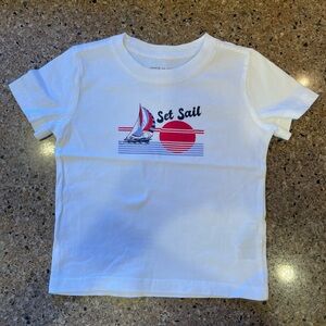 Janie and Jack White 'Set Sail' Graphic Tee with Red and Navy Accents